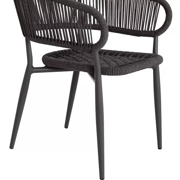 DINING CHAIR EULO HM5783.21 ALUMINUM & ΤWISTED RATTAN IN GREY 57x63x77Hcm.