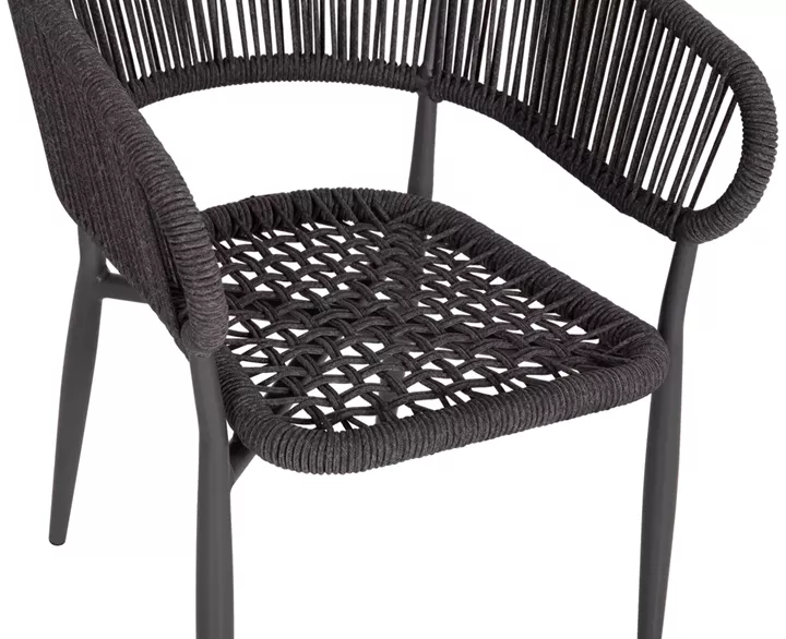 DINING CHAIR EULO HM5783.21 ALUMINUM & ΤWISTED RATTAN IN GREY 57x63x77Hcm.