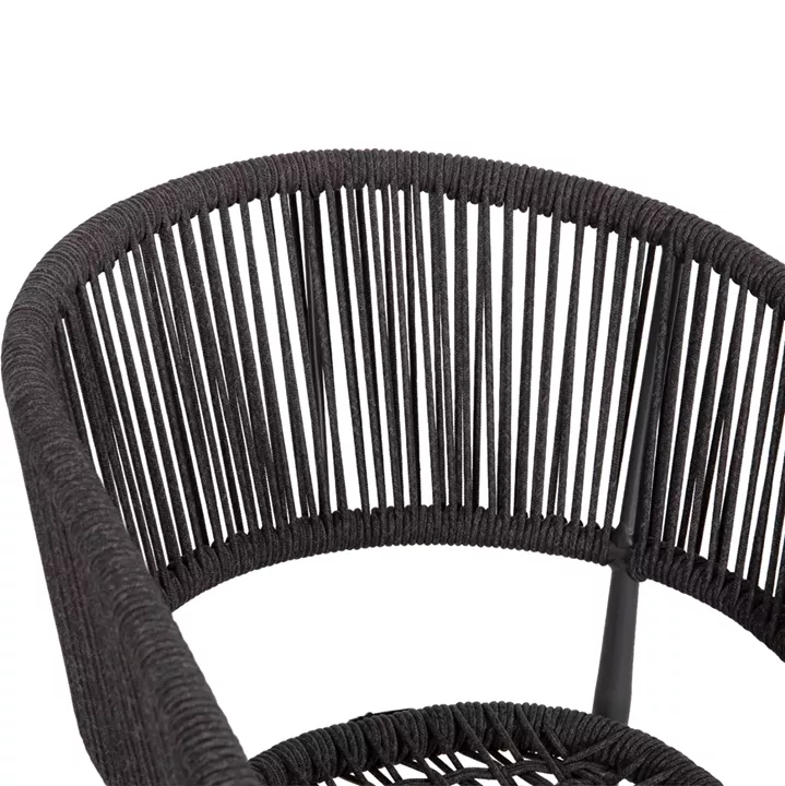 DINING CHAIR EULO HM5783.21 ALUMINUM & ΤWISTED RATTAN IN GREY 57x63x77Hcm.