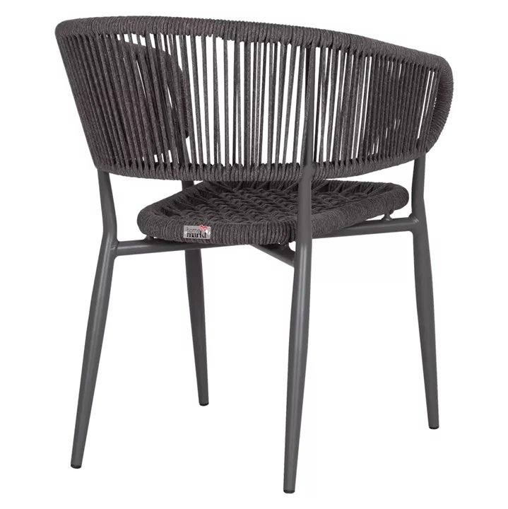 DINING CHAIR EULO HM5783.21 ALUMINUM & ΤWISTED RATTAN IN GREY 57x63x77Hcm.