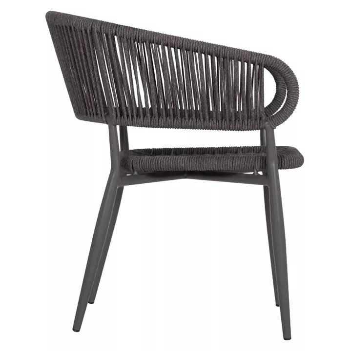 DINING CHAIR EULO HM5783.21 ALUMINUM & ΤWISTED RATTAN IN GREY 57x63x77Hcm.