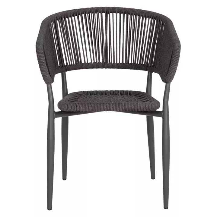 DINING CHAIR EULO HM5783.21 ALUMINUM & ΤWISTED RATTAN IN GREY 57x63x77Hcm.