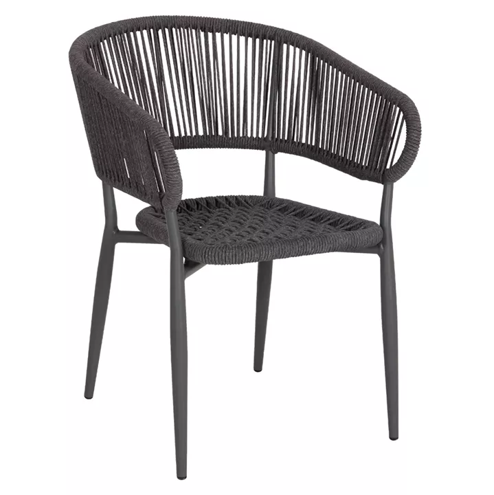 DINING CHAIR EULO HM5783.21 ALUMINUM & ΤWISTED RATTAN IN GREY 57x63x77Hcm.