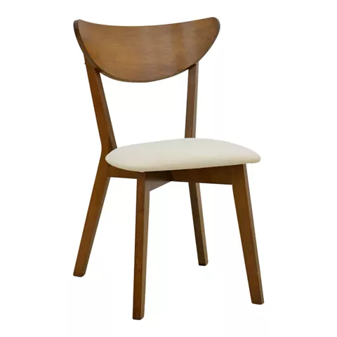 Καρέκλα Canon pakoworld καρυδί rubberwood εκρού ύφασμα 43x52x83,5εκ