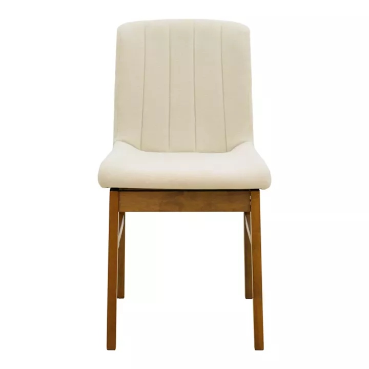 Καρέκλα Dalby pakoworld εκρού ύφασμα καρυδί rubberwood 50x45x85,5εκ