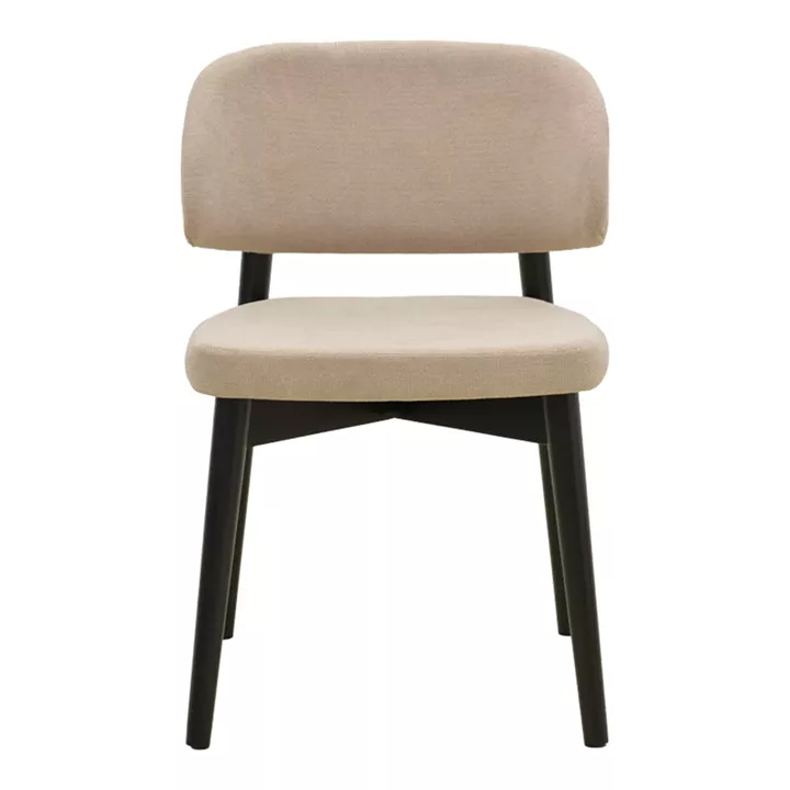 Καρέκλα Siena pakoworld μπεζ ύφασμα μαύρο rubberwood 48x50x81εκ
