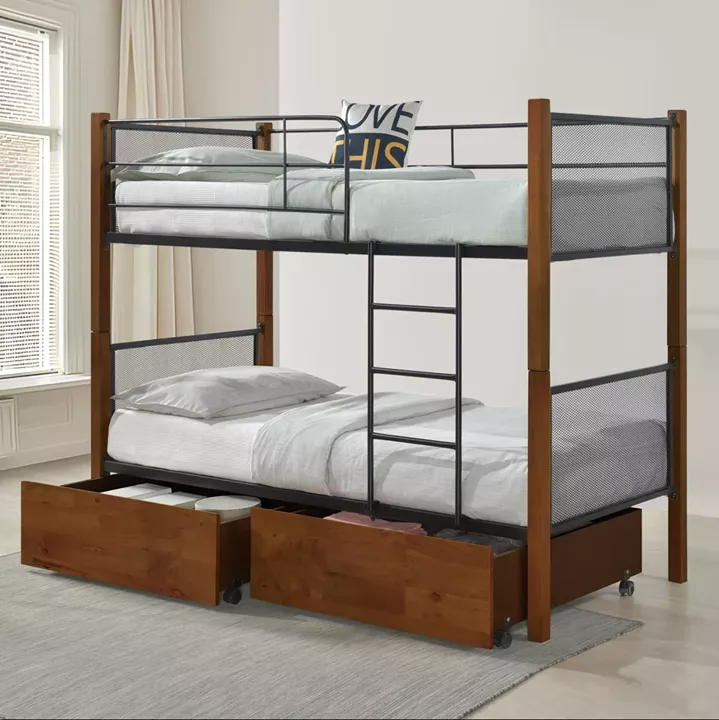 ΚΟΥΚΕΤΑ ΜΕ 2 ΣΥΡΤΑΡΙΑ & 2 ΣΤΡΩΜΑΤΑ 90X190εκ RAYVEN HM10749.05 ΞΥΛΟ ΚΑΡΥΔΙ ΚΑΙ ΜΕΤΑΛΛΟ