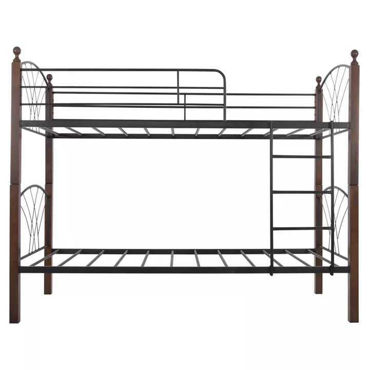 BUNK BED WITH MATTRESSES STOREY HM10749.10 METAL & RUBBERWOOD IN WALNUT--FOR MATTRESSES 90x190cm.