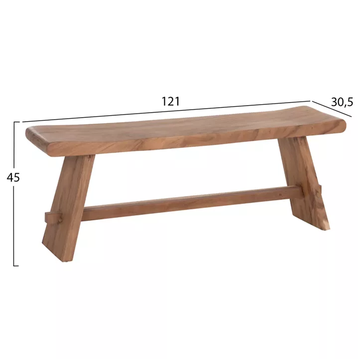 ΠΑΓΚΑΚΙ ΕΞ.ΧΩΡΟΥ 2-ΘΕΣΙΟ KONNY HM18450 ΞΥΛΟ SUAR ΣΕ ΦΥΣΙΚΟ 121x30.5x45Υεκ.