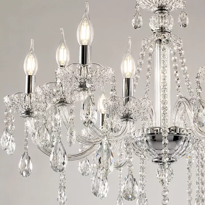Artekko Chandelier Zara Πολυέλαιος 8φωτος Ε14 με Διάφανο Κρύσταλλο (70x70x100)cm