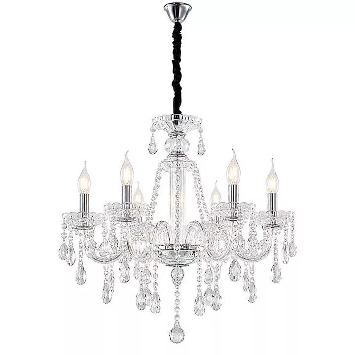 Artekko Chandelier Zara Πολυέλαιος 8φωτος Ε14 με Διάφανο Κρύσταλλο (70x70x100)cm