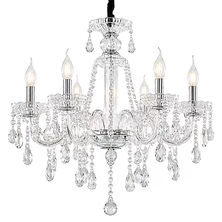 Artekko Chandelier Zara Πολυέλαιος 8φωτος Ε14 με Διάφανο Κρύσταλλο (70x70x100)cm