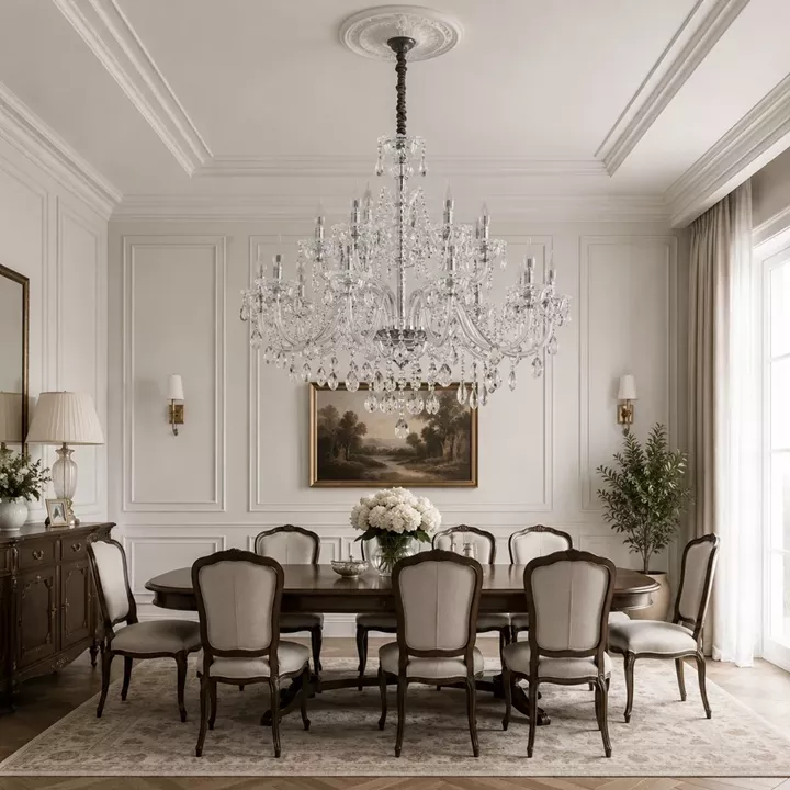 Artekko Chandelier Rea Πολυέλαιος 15φωτος Ε14 με Διάφανο Κρύσταλλο (87x87x100)cm
