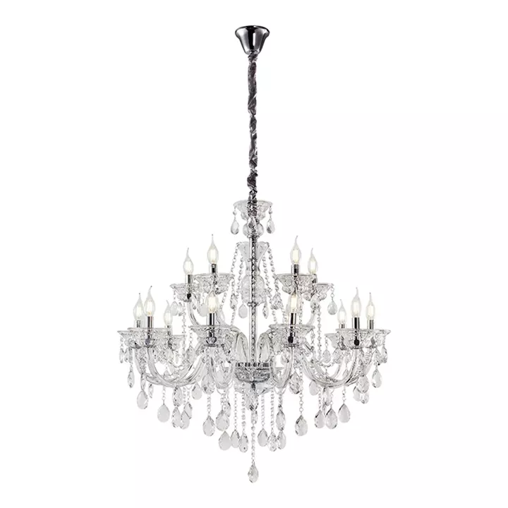 Artekko Chandelier Rea Πολυέλαιος 15φωτος Ε14 με Διάφανο Κρύσταλλο (87x87x100)cm