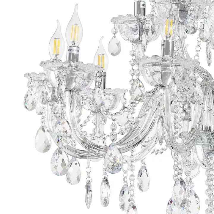 Artekko Chandelier Rea Πολυέλαιος 15φωτος Ε14 με Διάφανο Κρύσταλλο (87x87x100)cm
