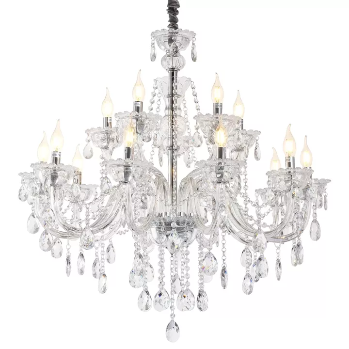 Artekko Chandelier Rea Πολυέλαιος 15φωτος Ε14 με Διάφανο Κρύσταλλο (87x87x100)cm
