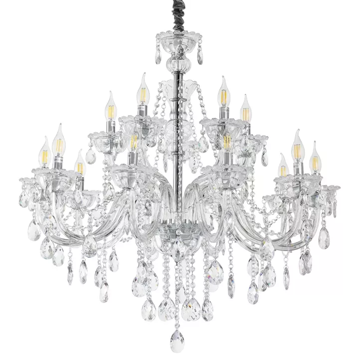 Artekko Chandelier Rea Πολυέλαιος 15φωτος Ε14 με Διάφανο Κρύσταλλο (87x87x100)cm