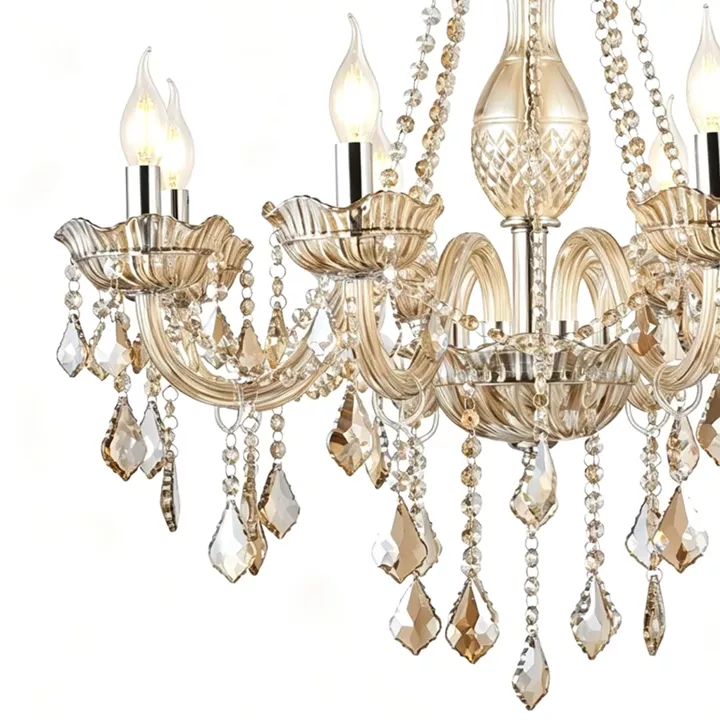 Artekko Chandelier Champ Πολυέλαιος 8φωτος Ε14 Σαμπανιζέ Κρύσταλλο (65x65x100)cm