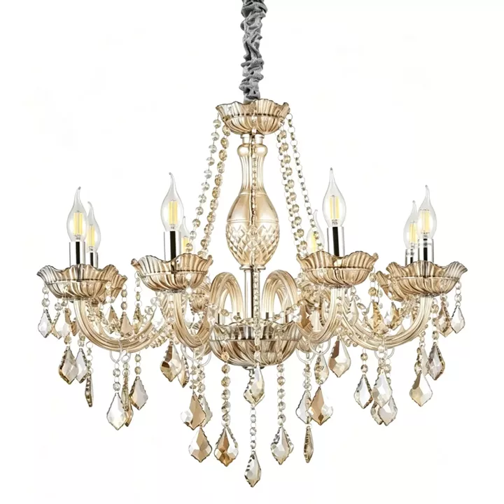 Artekko Chandelier Champ Πολυέλαιος 8φωτος Ε14 Σαμπανιζέ Κρύσταλλο (65x65x100)cm