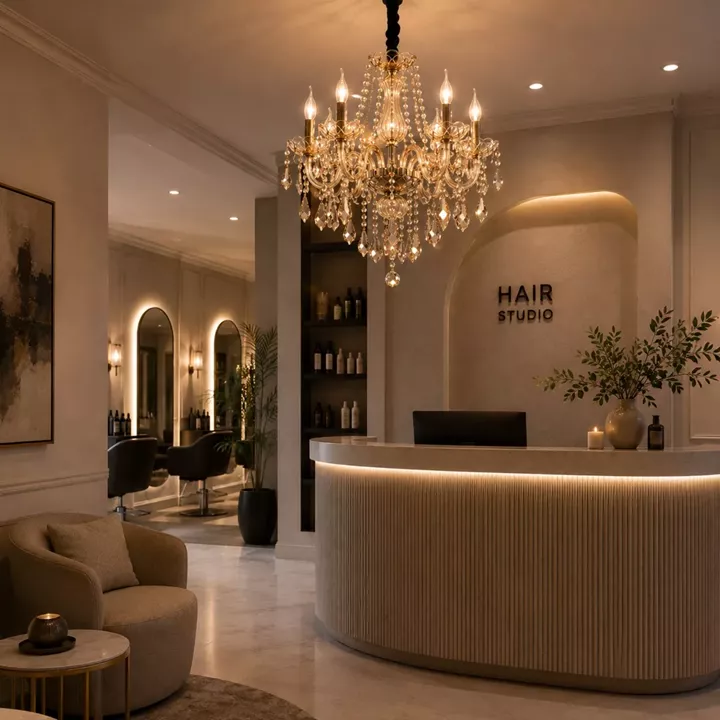 Artekko Chandelier Luna Πολυέλαιος 6φωτος Σαμπανιζέ Κρύσταλλο (70x70x60)cm