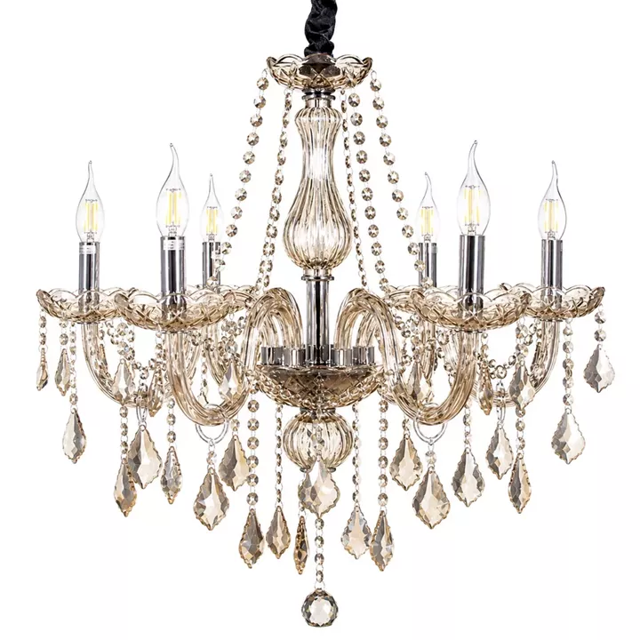 Artekko Chandelier Luna Πολυέλαιος 6φωτος Σαμπανιζέ Κρύσταλλο (70x70x60)cm