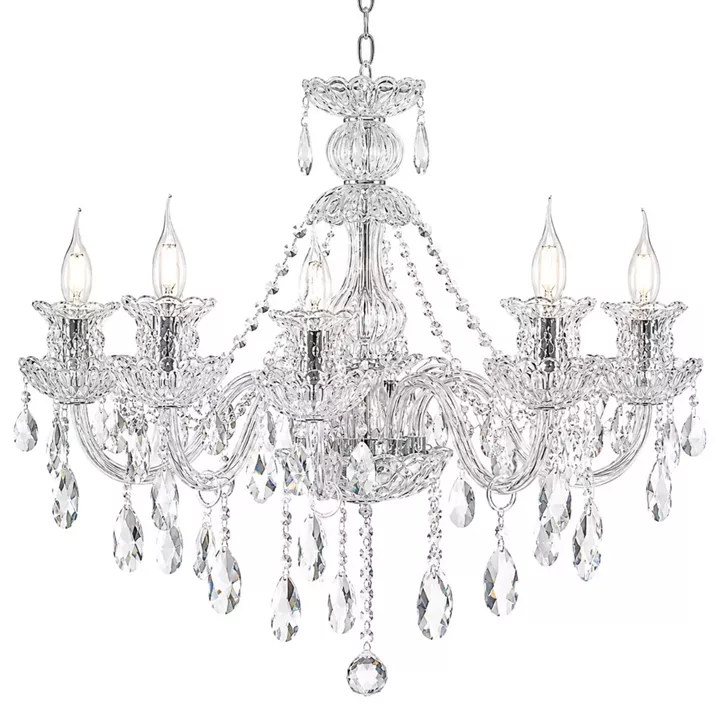 Artekko Chandelier Πολυέλαιος 8φωτος Ε14 με Διάφανο Κρύσταλλο (68x68x68)cm