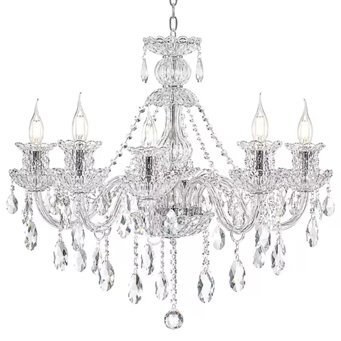 Artekko Chandelier Πολυέλαιος 8φωτος Ε14 με Διάφανο Κρύσταλλο (68x68x68)cm