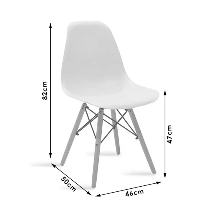 Julita pakoworld chair black PP with wooden legs in natural finish 46x52x81cm
