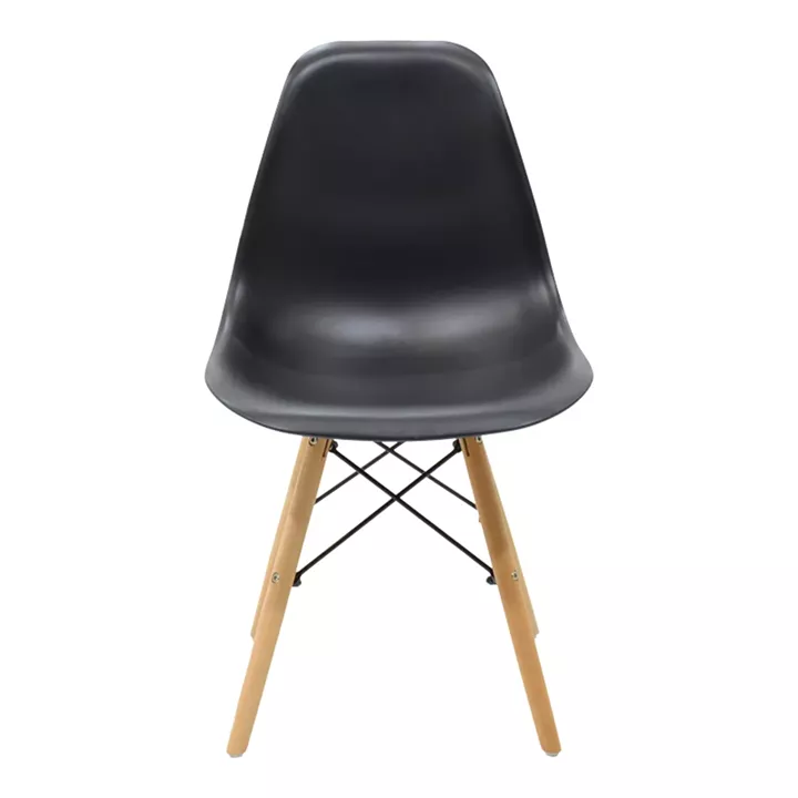 Julita pakoworld chair black PP with wooden legs in natural finish 46x52x81cm