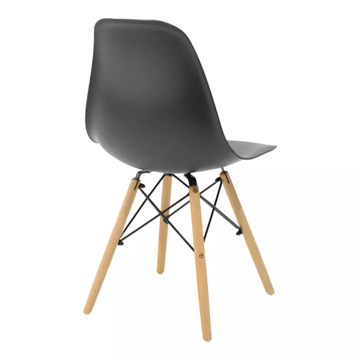 Julita pakoworld chair black PP with wooden legs in natural finish 46x52x81cm