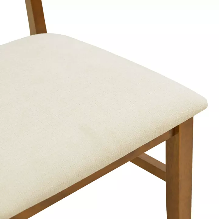 Καρέκλα Raffles pakoworld καρυδί rubberwood με pe rattan και εκρού ύφασμα 47x48x83.5εκ