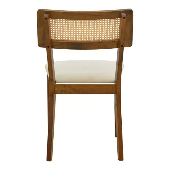 Καρέκλα Raffles pakoworld καρυδί rubberwood με pe rattan και εκρού ύφασμα 47x48x83.5εκ