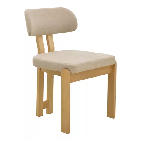 Καρέκλα Genoa pakoworld sonoma rubberwood και μπεζ ύφασμα 50x43x82εκ