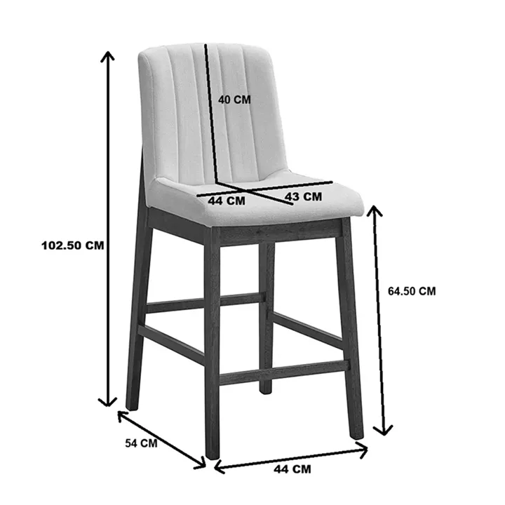 Bar stool Dalby pakoworld sonoma rubberwood and beige fabric 50x45x102.5cm