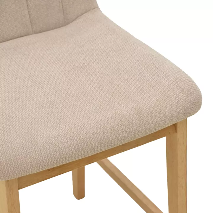 Bar stool Dalby pakoworld sonoma rubberwood and beige fabric 50x45x102.5cm