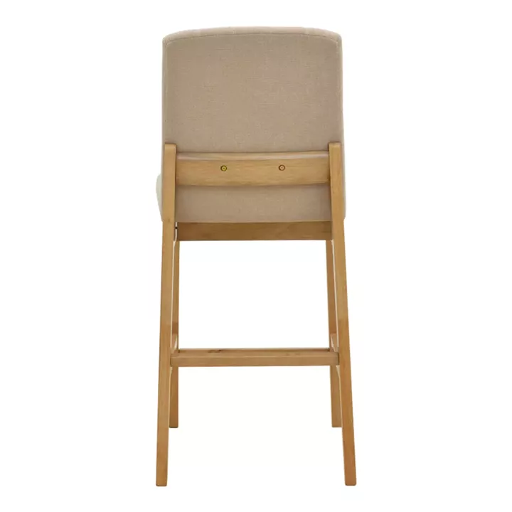 Bar stool Dalby pakoworld sonoma rubberwood and beige fabric 50x45x102.5cm
