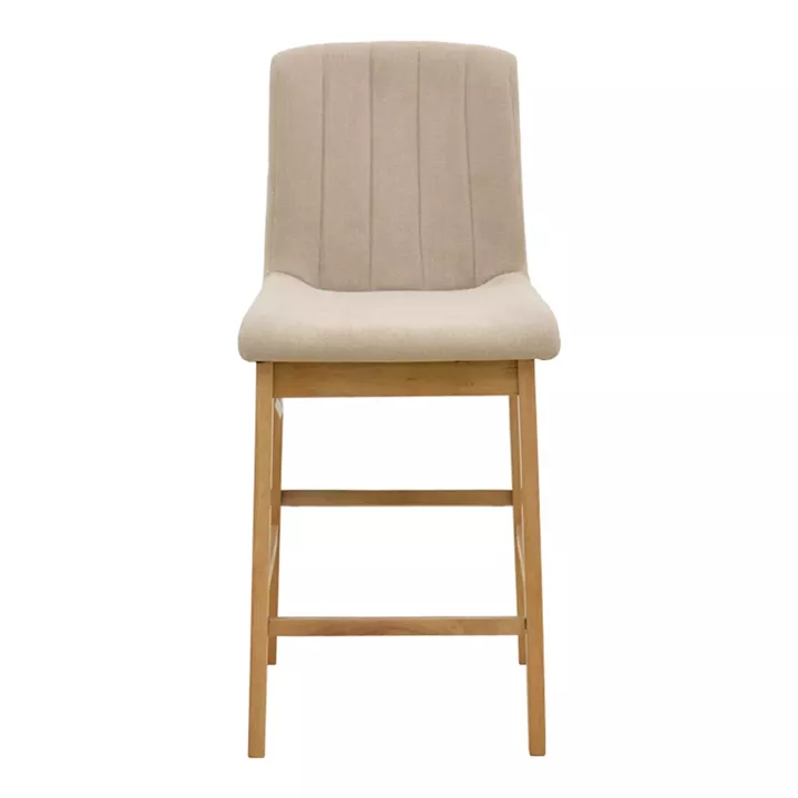 Bar stool Dalby pakoworld sonoma rubberwood and beige fabric 50x45x102.5cm