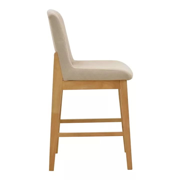 Bar stool Dalby pakoworld sonoma rubberwood and beige fabric 50x45x102.5cm