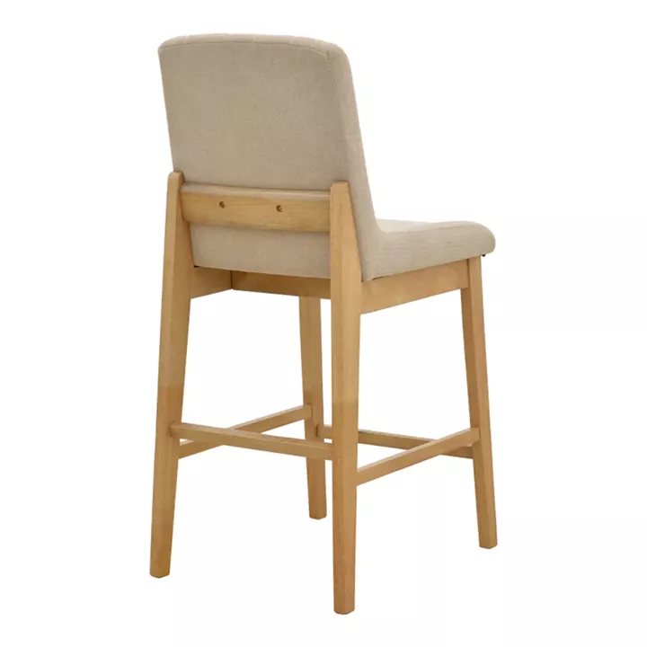 Bar stool Dalby pakoworld sonoma rubberwood and beige fabric 50x45x102.5cm