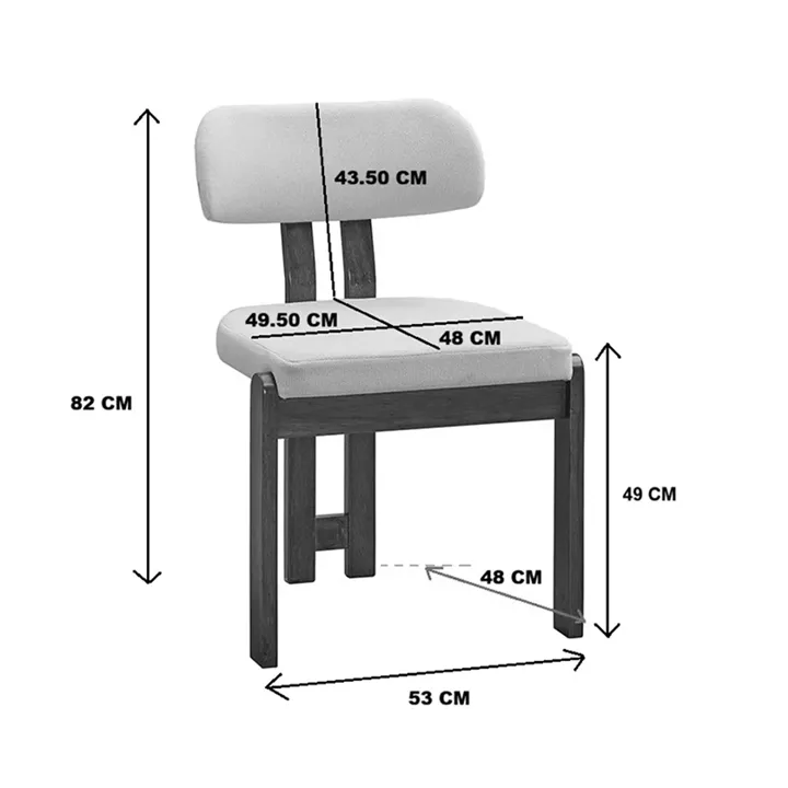 Chair Genoa pakoworld walnut rubberwood and ecru fabric 50x43x82cm