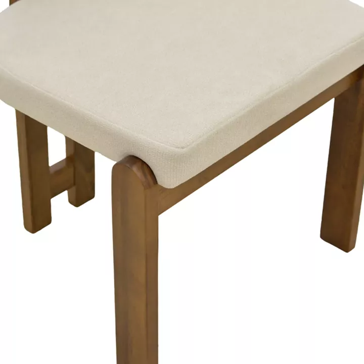 Chair Genoa pakoworld walnut rubberwood and ecru fabric 50x43x82cm