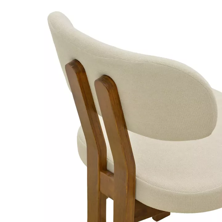 Chair Genoa pakoworld walnut rubberwood and ecru fabric 50x43x82cm
