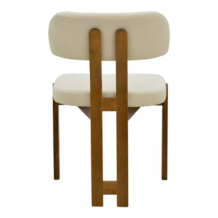 Chair Genoa pakoworld walnut rubberwood and ecru fabric 50x43x82cm