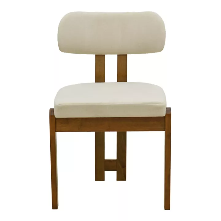 Chair Genoa pakoworld walnut rubberwood and ecru fabric 50x43x82cm