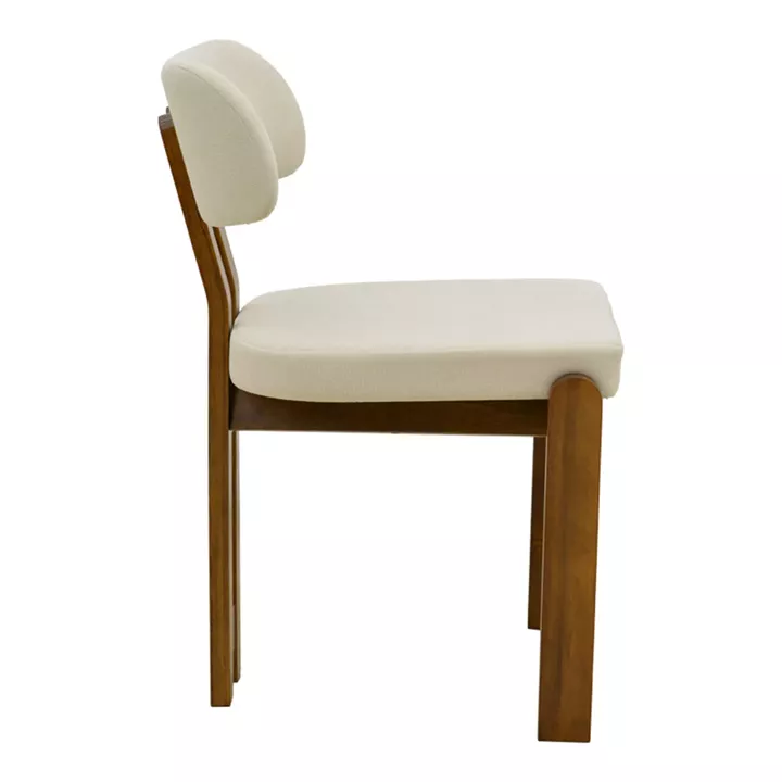 Chair Genoa pakoworld walnut rubberwood and ecru fabric 50x43x82cm