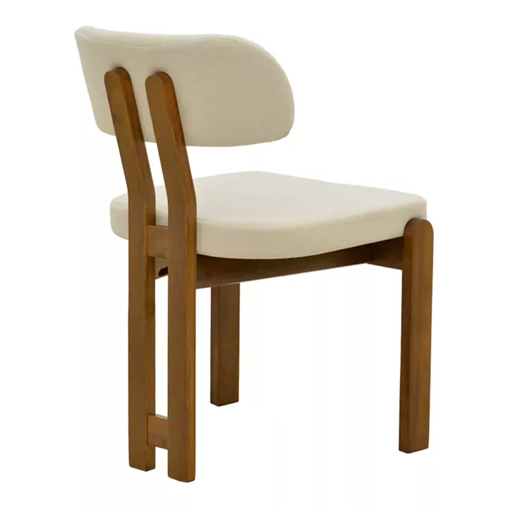 Chair Genoa pakoworld walnut rubberwood and ecru fabric 50x43x82cm