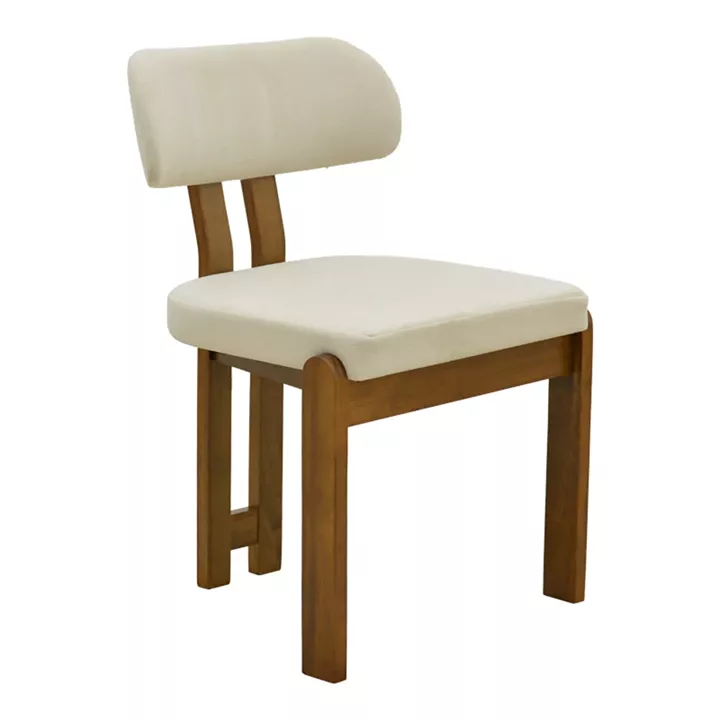 Chair Genoa pakoworld walnut rubberwood and ecru fabric 50x43x82cm
