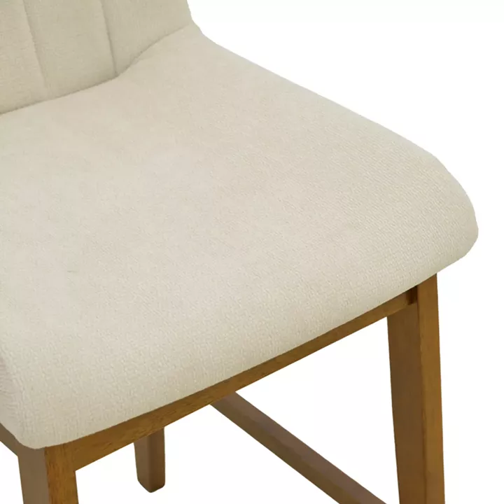 Σκαμπό μπαρ Dalby pakoworld καρυδί rubberwood και εκρού ύφασμα 50x45x102,5εκ