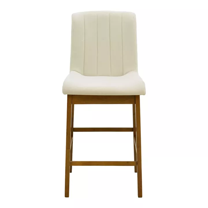 Σκαμπό μπαρ Dalby pakoworld καρυδί rubberwood και εκρού ύφασμα 50x45x102,5εκ