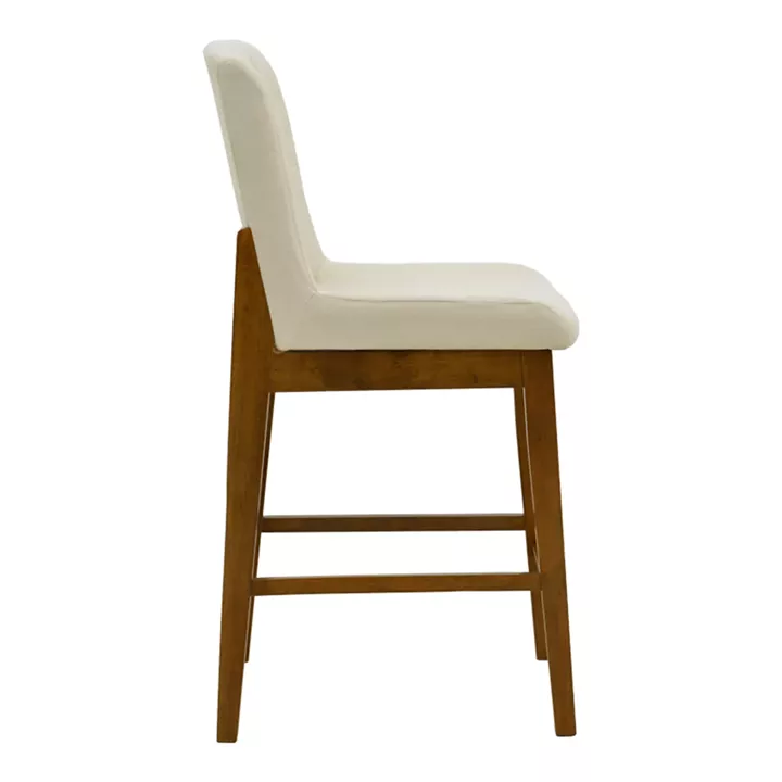 Σκαμπό μπαρ Dalby pakoworld καρυδί rubberwood και εκρού ύφασμα 50x45x102,5εκ